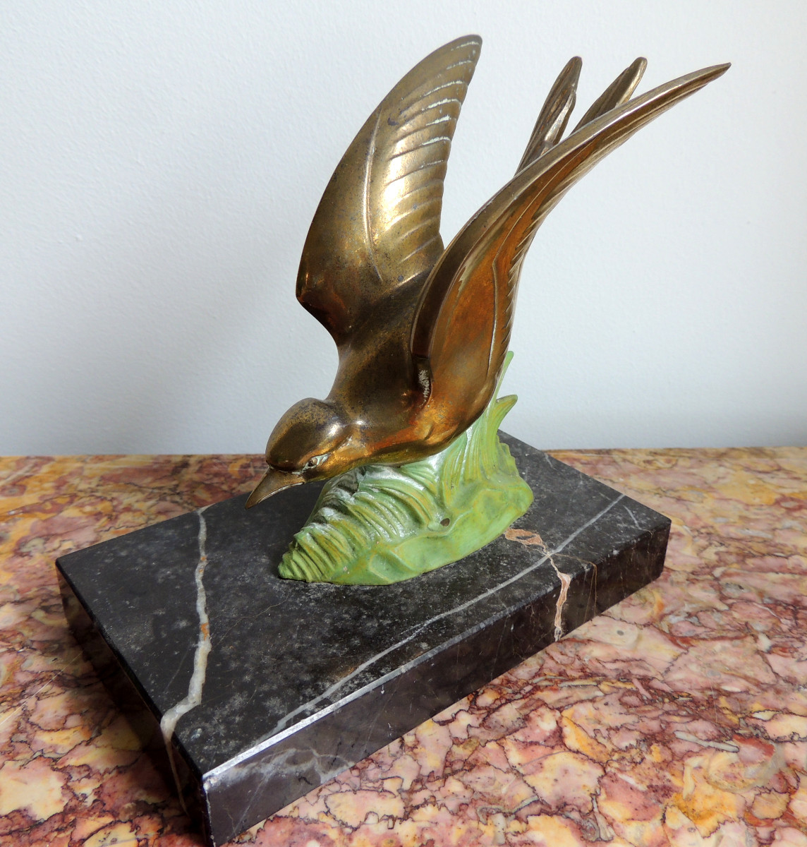 Bookends, Swallows In Regula On A Marble Base, 50s-60s, 20th Century-photo-2