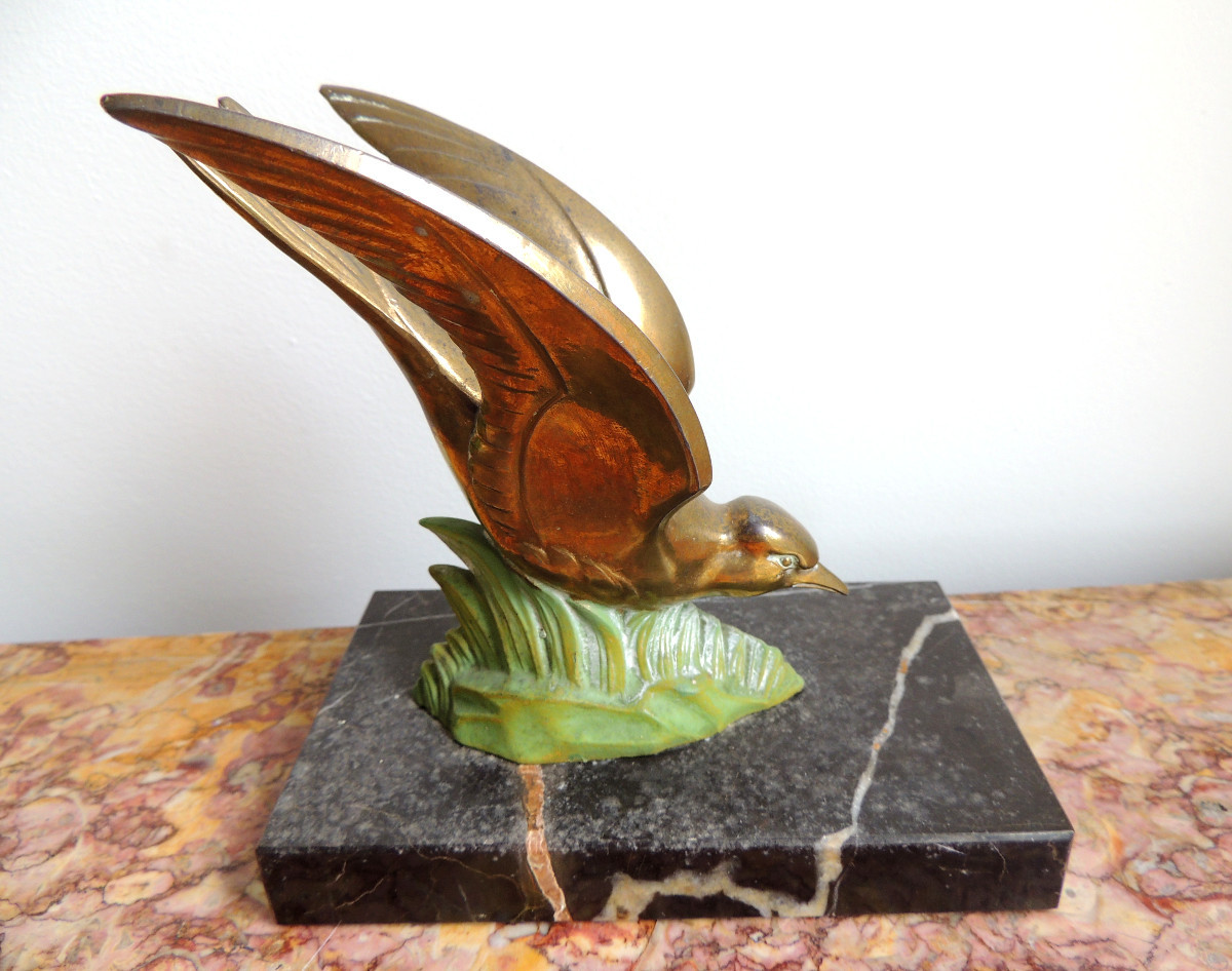 Bookends, Swallows In Regula On A Marble Base, 50s-60s, 20th Century-photo-3