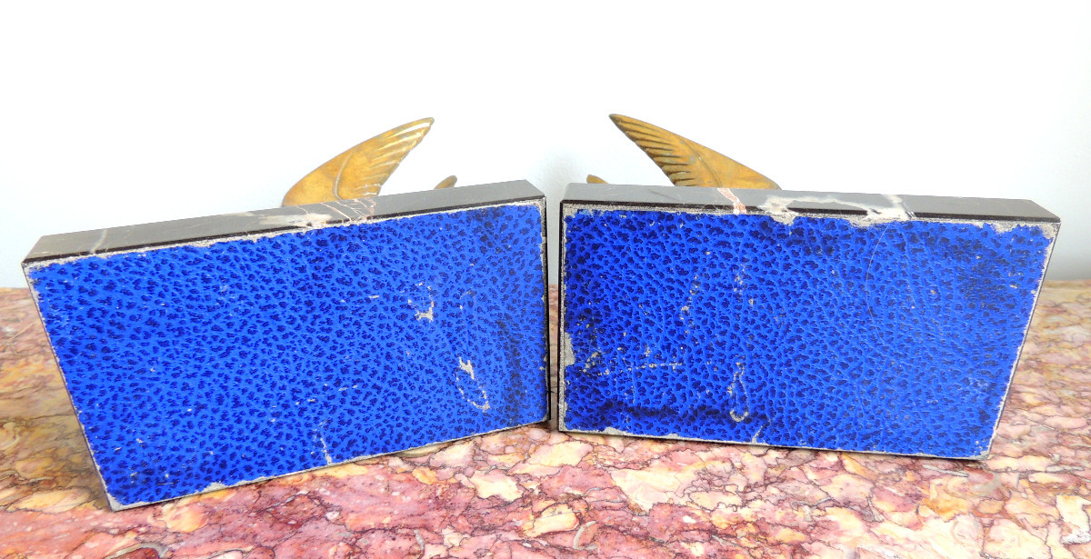 Bookends, Swallows In Regula On A Marble Base, 50s-60s, 20th Century-photo-4