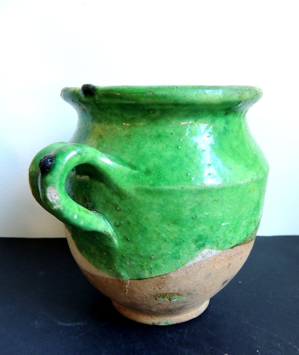 poterie , petit pot à graisse en terre cuite vernisséé du sud ouest de 14 cm de hauteur ,19 ème-photo-4