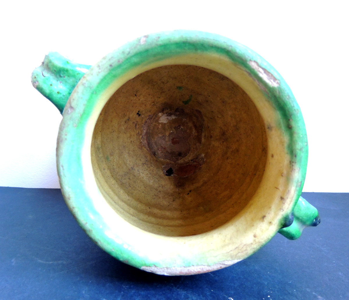 poterie , petit pot à graisse en terre cuite vernisséé du sud ouest de 14 cm de hauteur ,19 ème-photo-3