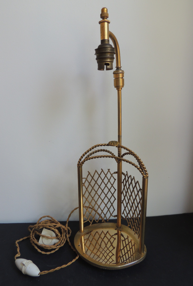 lampe en bronze sujet couple romantique en biscuit sous une tonnelle , Napoléon III fin 19 ème-photo-3