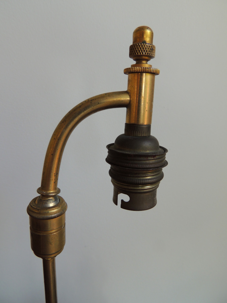 lampe en bronze sujet couple romantique en biscuit sous une tonnelle , Napoléon III fin 19 ème-photo-7