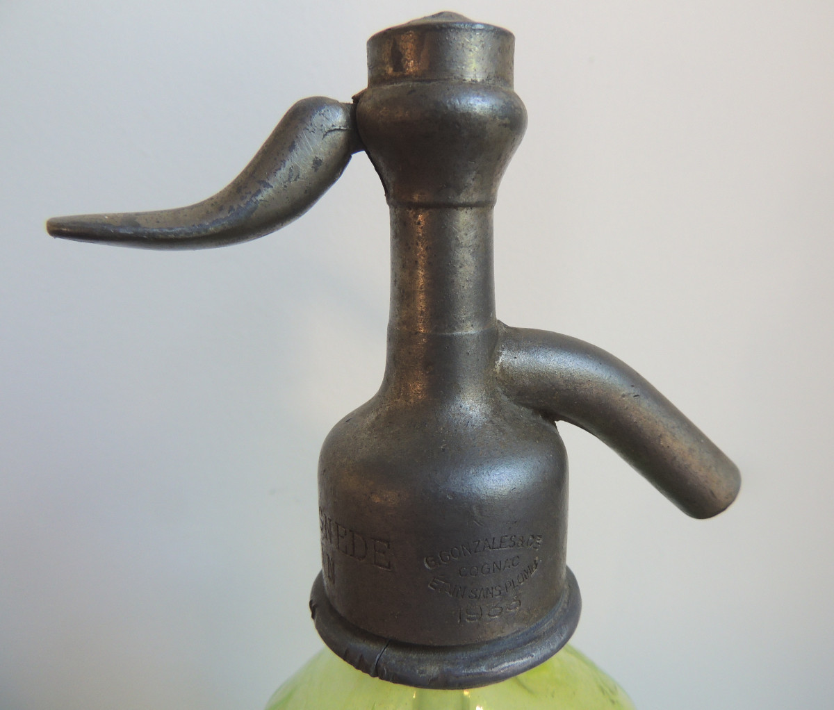 siphon en ouraline pour eau de seltz , glaciére J. Castagnéde à Mimizan cote d'argent , 20 ème -photo-2
