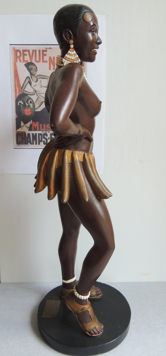 sculpture en céramique peinte de Joséphine Baker de 52 cm de hauteur , art nouveau , 20 ème -photo-2