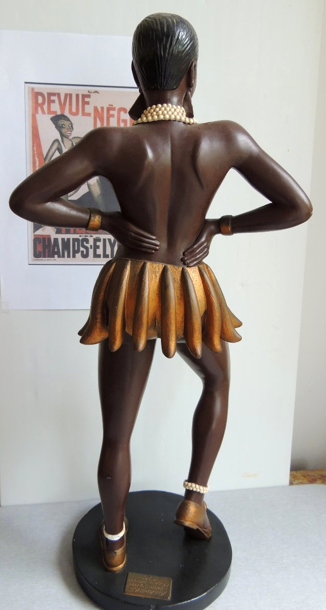 sculpture en céramique peinte de Joséphine Baker de 52 cm de hauteur , art nouveau , 20 ème -photo-3