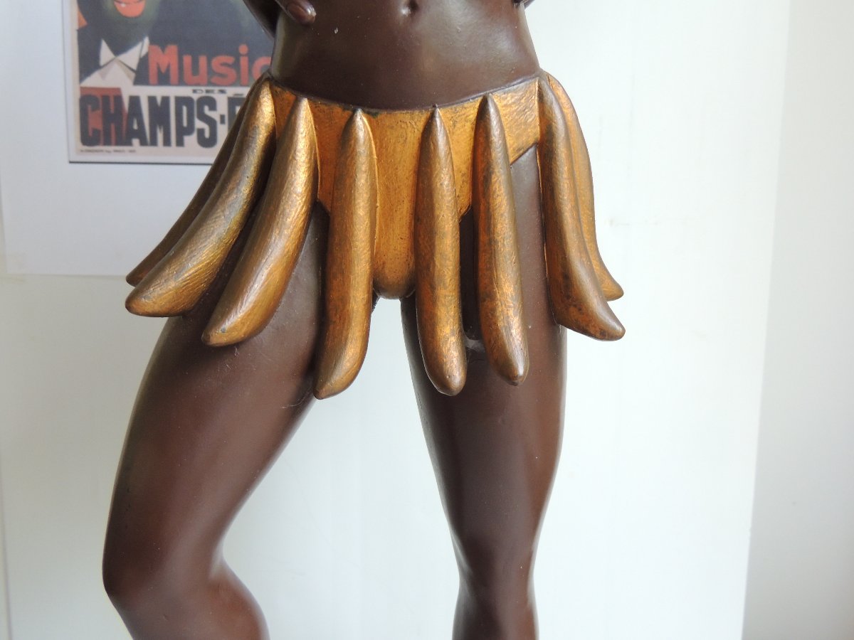 sculpture en céramique peinte de Joséphine Baker de 52 cm de hauteur , art nouveau , 20 ème -photo-5