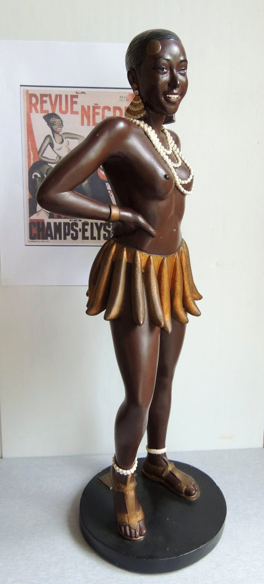 sculpture en céramique peinte de Joséphine Baker de 52 cm de hauteur , art nouveau , 20 ème 
