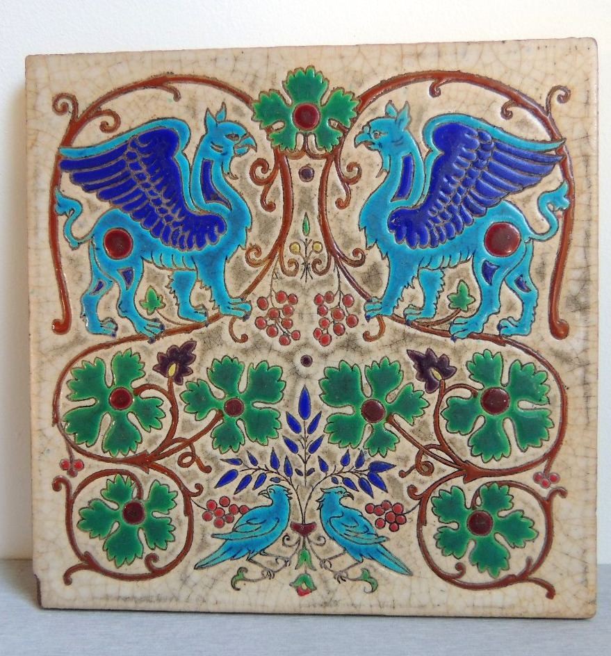 carreau en céramique cloisonnée , Longwy France , art nouveau début 20 ème 