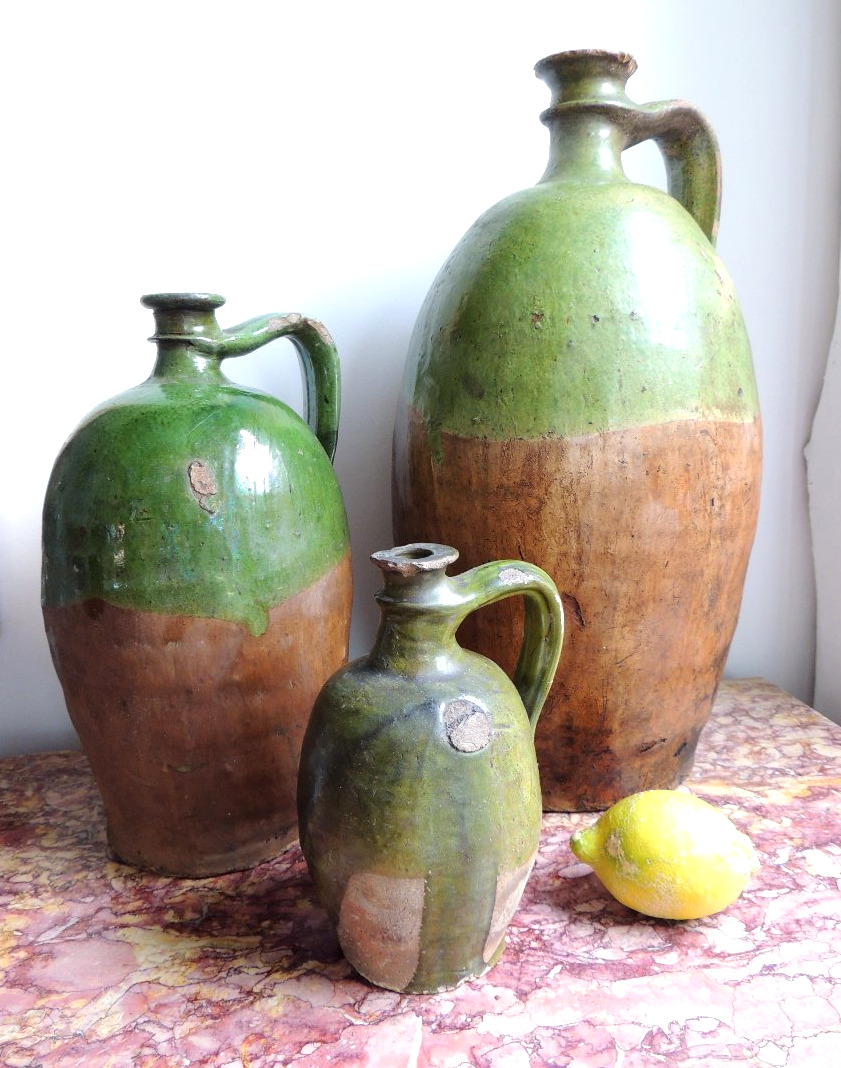 Large Glazed Pottery , Oil Jug , Terracotta From Charente Chapelle Des Pots , 18th Century-photo-2