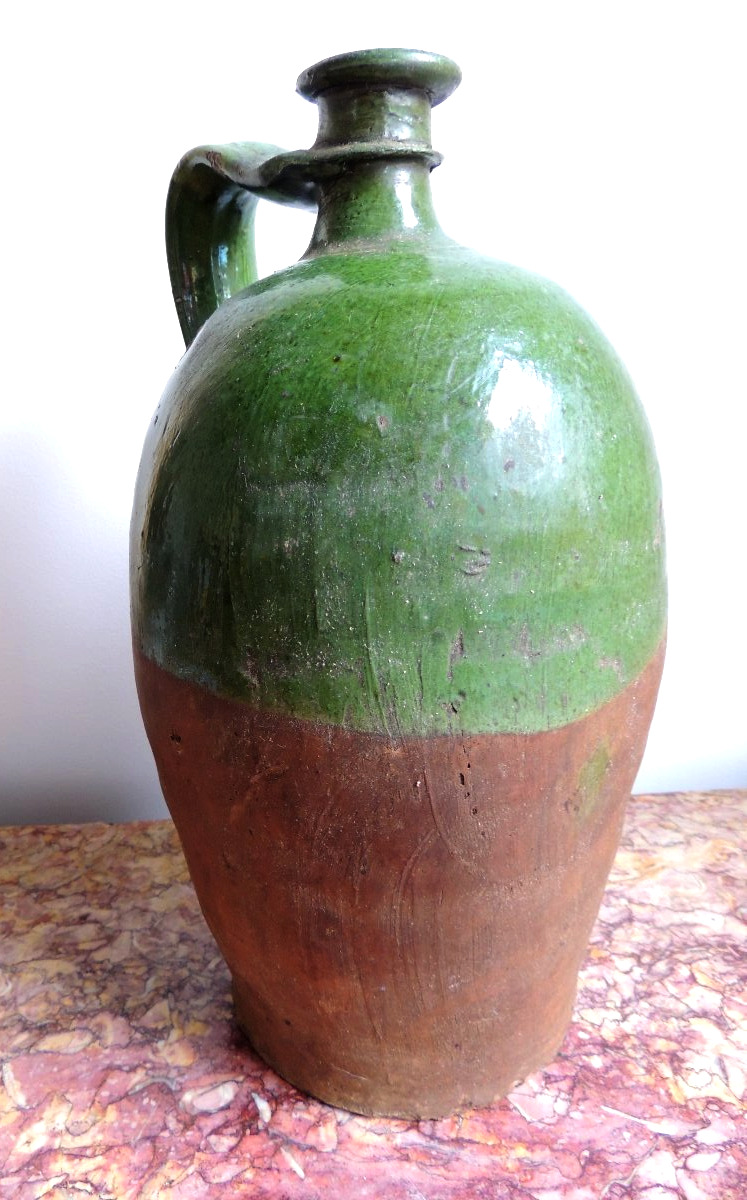 poterie vernissée ,cruche à huile , jarre en terre cuite charentaise chapelle des pots , 18 ème-photo-4