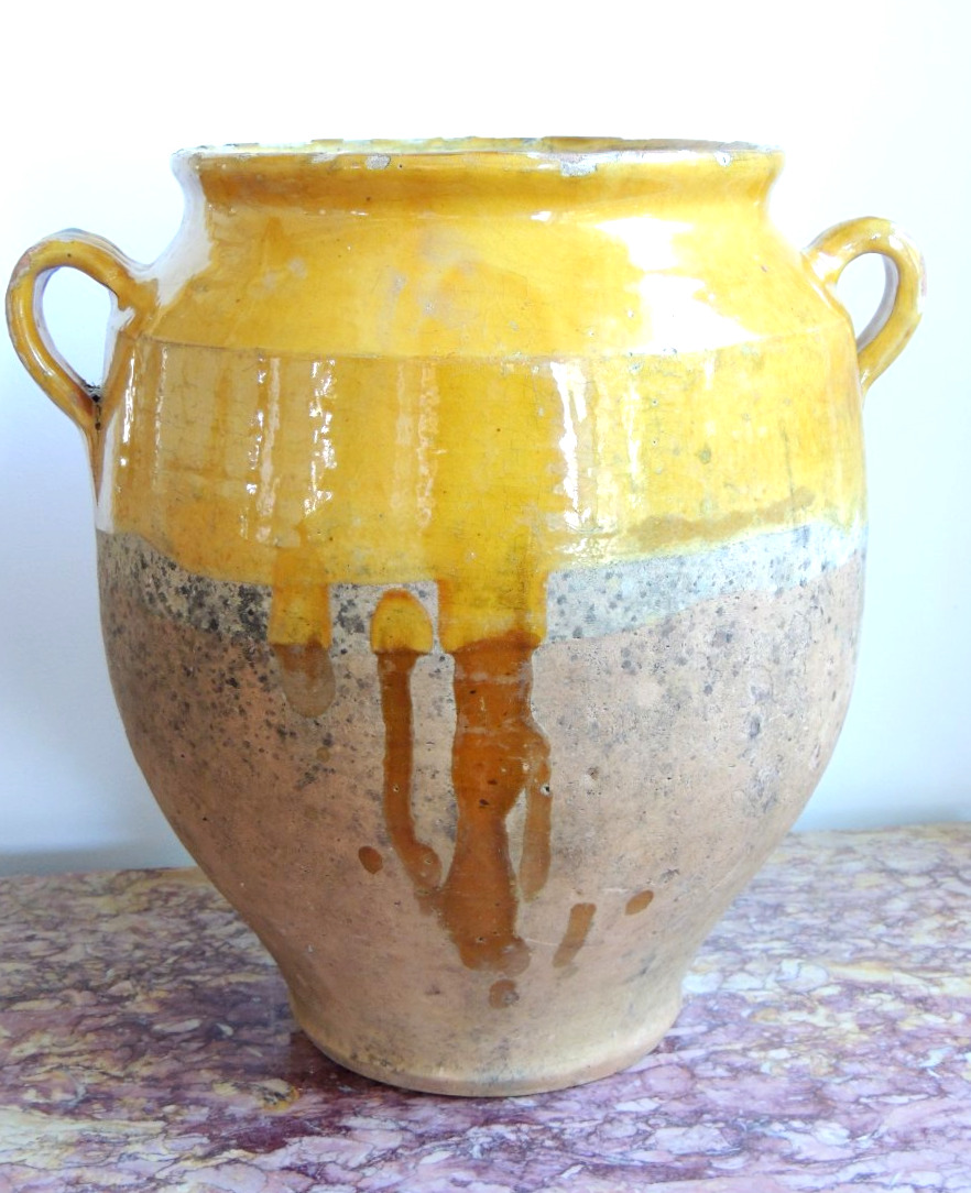 grande poterie vernissée pot à graisse ou confit , du sud ouest Marmande , art poulaire ,19 ème-photo-4
