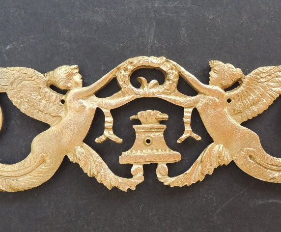 Bronze Ornament For Empire-era Furniture Decoration, Winged Mermaid Figures, 19th Century -photo-3