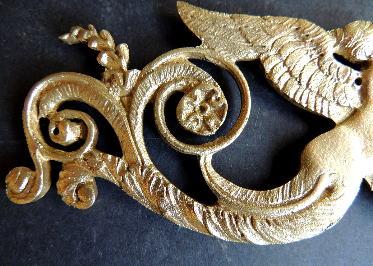 Bronze Ornament For Empire-era Furniture Decoration, Winged Mermaid Figures, 19th Century -photo-4