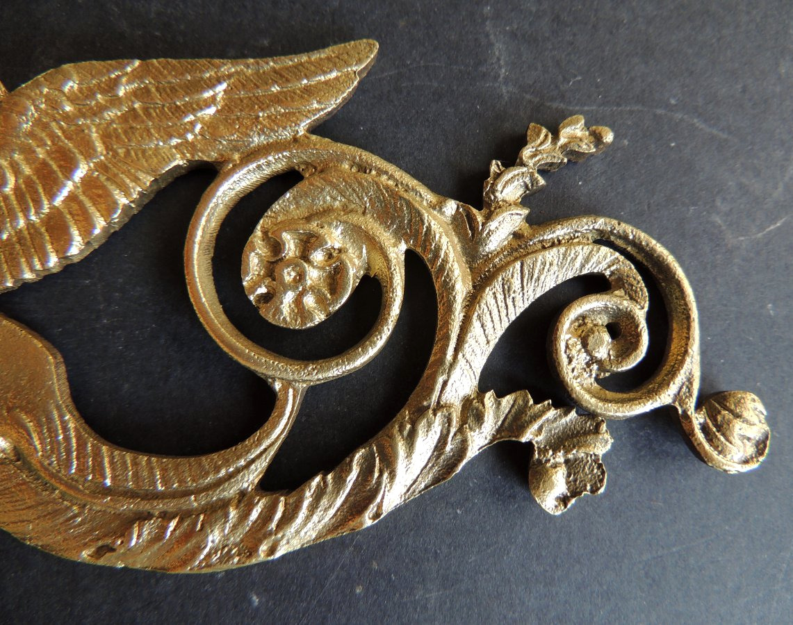 Bronze Ornament For Empire-era Furniture Decoration, Winged Mermaid Figures, 19th Century -photo-1