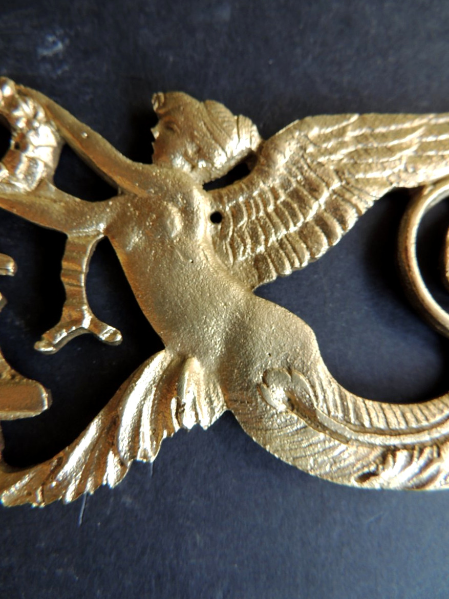 Bronze Ornament For Empire-era Furniture Decoration, Winged Mermaid Figures, 19th Century -photo-2