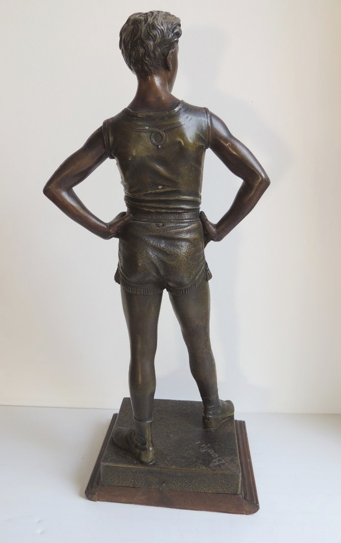 sculpture d'un athlète d'un sportif en régule de E. Bouret , challenge de Marcel Attias ,19 ème-photo-3
