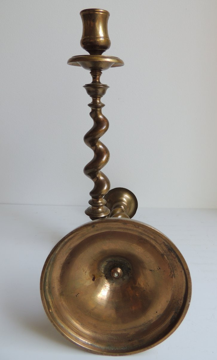 Pair Of Twisted Bronze Candlesticks, Louis XIII Style, 19th Century -photo-4