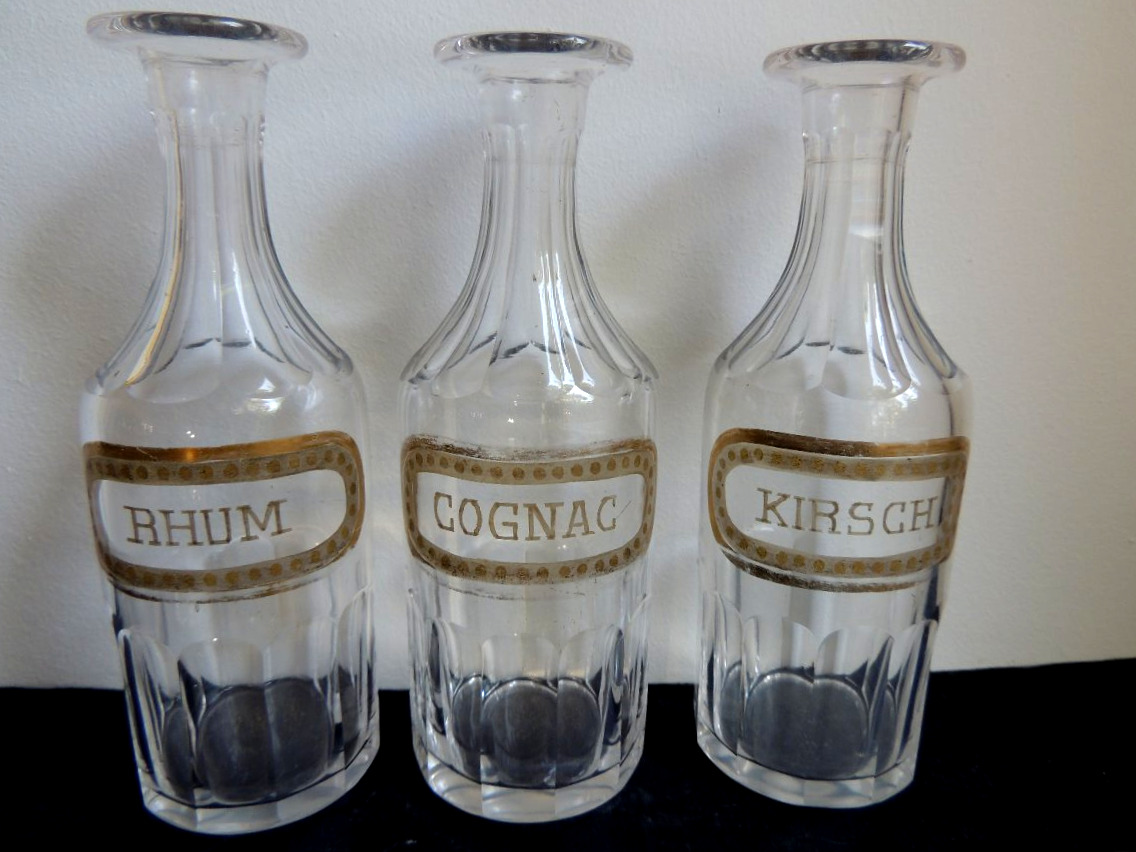 Cognac, Rum, And Kirsch Serving Set In Crystal Decanters On A Silver-plated Metal Stand, 19th Century-photo-2