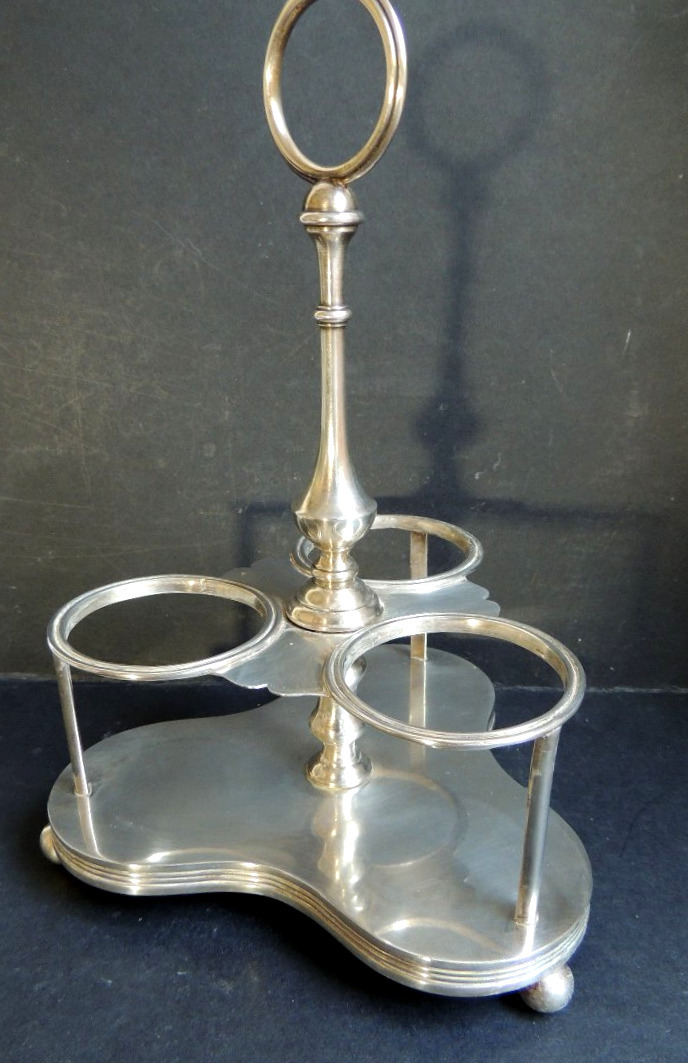 Cognac, Rum, And Kirsch Serving Set In Crystal Decanters On A Silver-plated Metal Stand, 19th Century-photo-4
