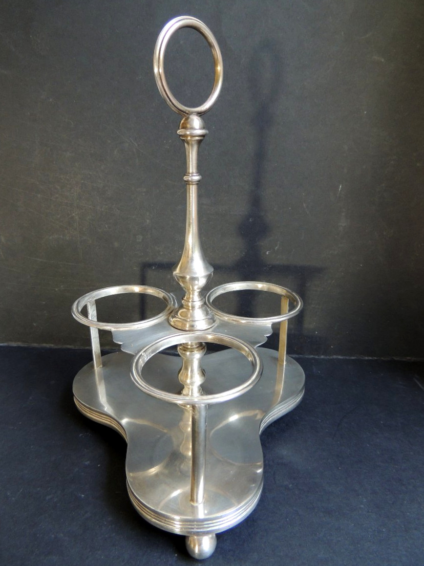 Cognac, Rum, And Kirsch Serving Set In Crystal Decanters On A Silver-plated Metal Stand, 19th Century-photo-5
