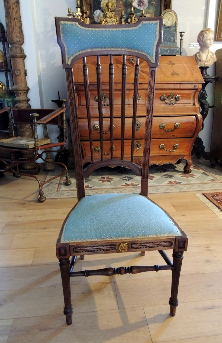 chaise de nourrice en bois de hêtre teinté style Louis XVI ,  fin 19 ème-photo-2