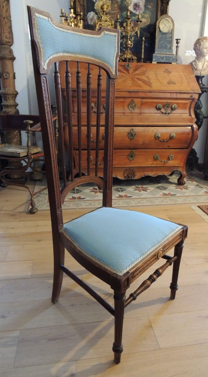 chaise de nourrice en bois de hêtre teinté style Louis XVI ,  fin 19 ème-photo-3