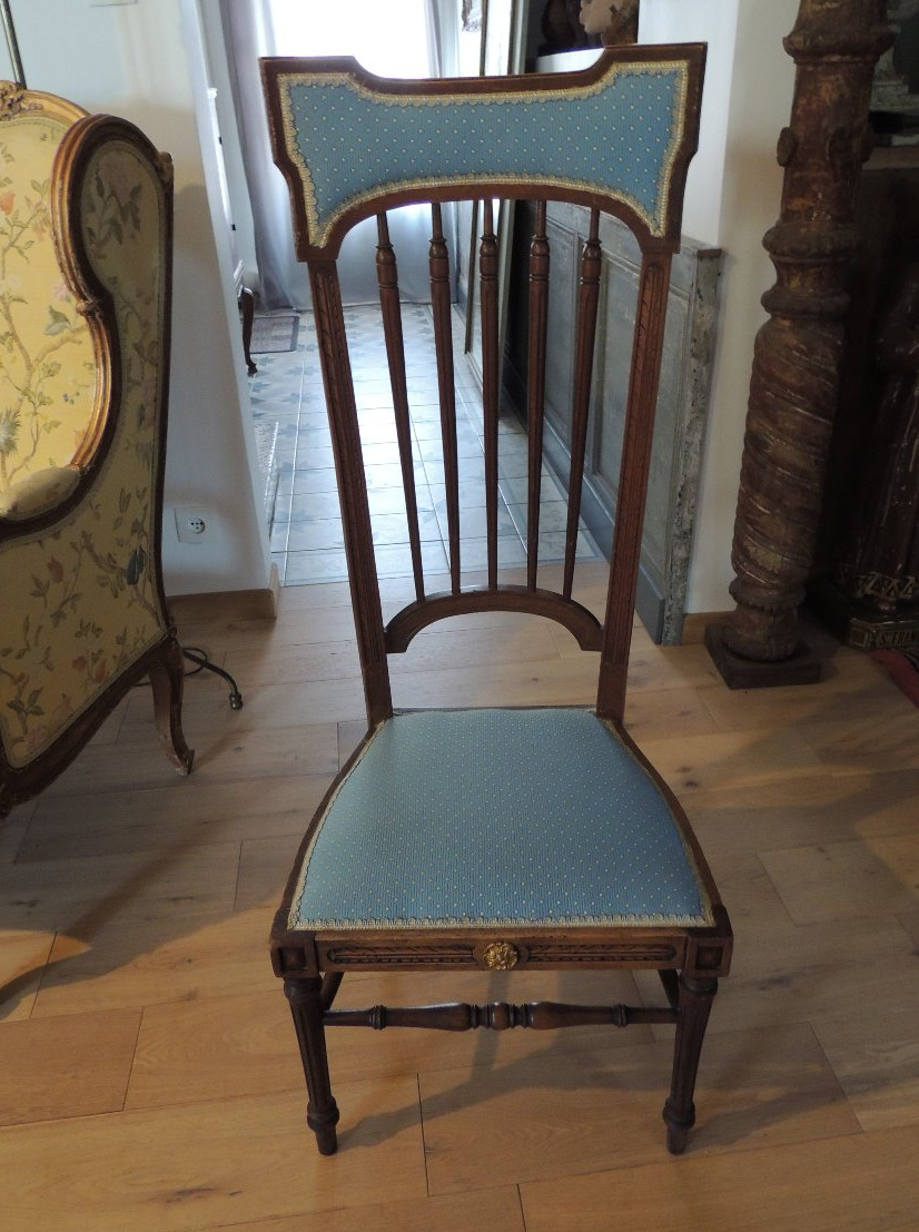 chaise de nourrice en bois de hêtre teinté style Louis XVI ,  fin 19 ème-photo-4