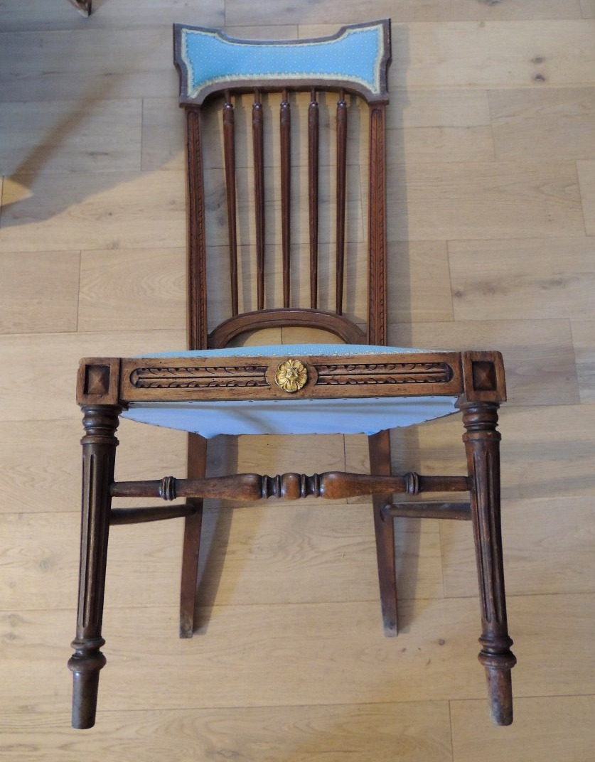 chaise de nourrice en bois de hêtre teinté style Louis XVI ,  fin 19 ème-photo-1