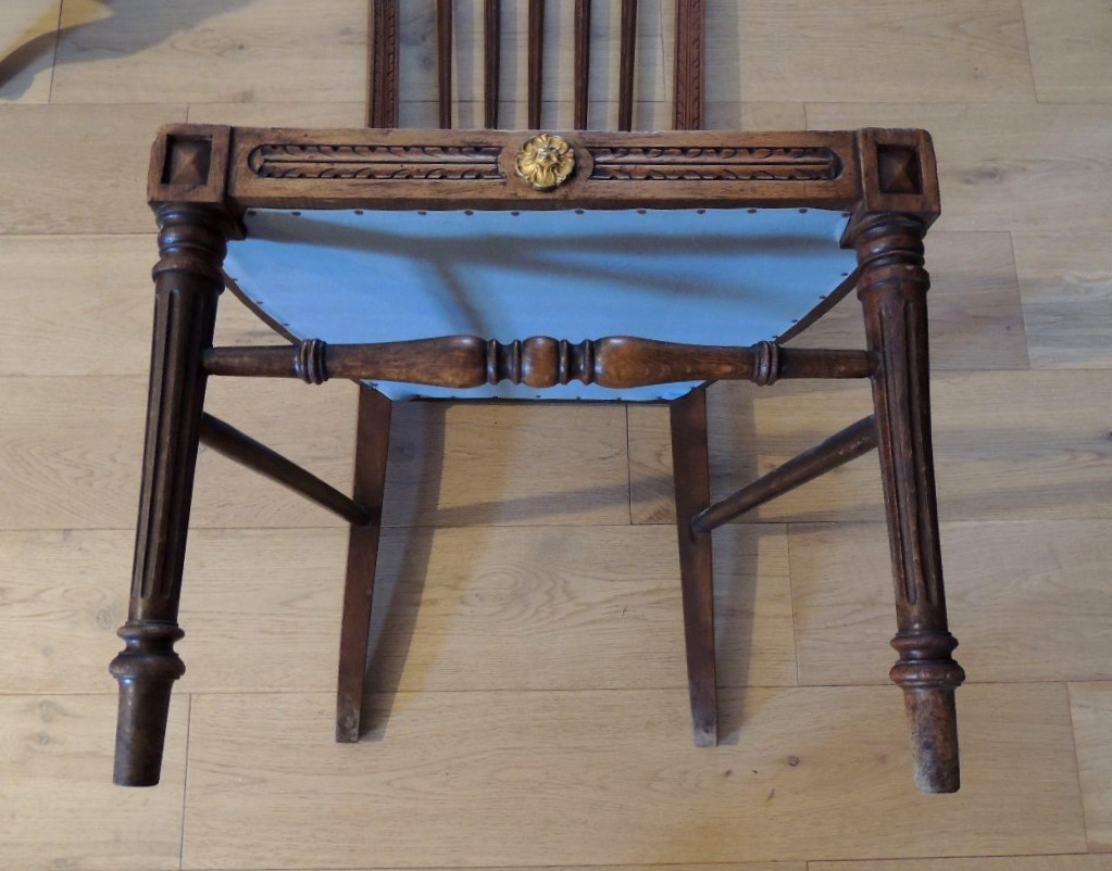 chaise de nourrice en bois de hêtre teinté style Louis XVI ,  fin 19 ème-photo-2