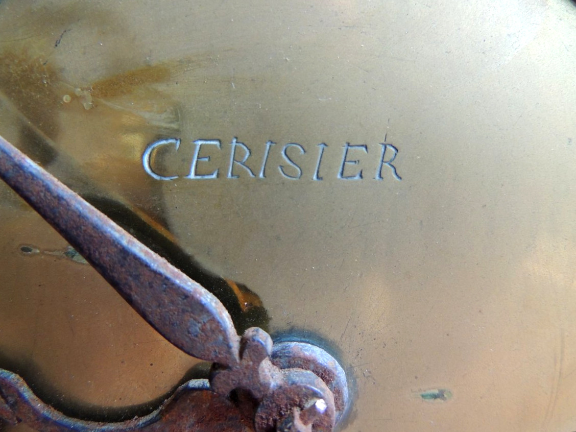 mouvement d'horloge de pendule , cadran en étain et plaques de laiton corniche d'anges , 18 ème-photo-6
