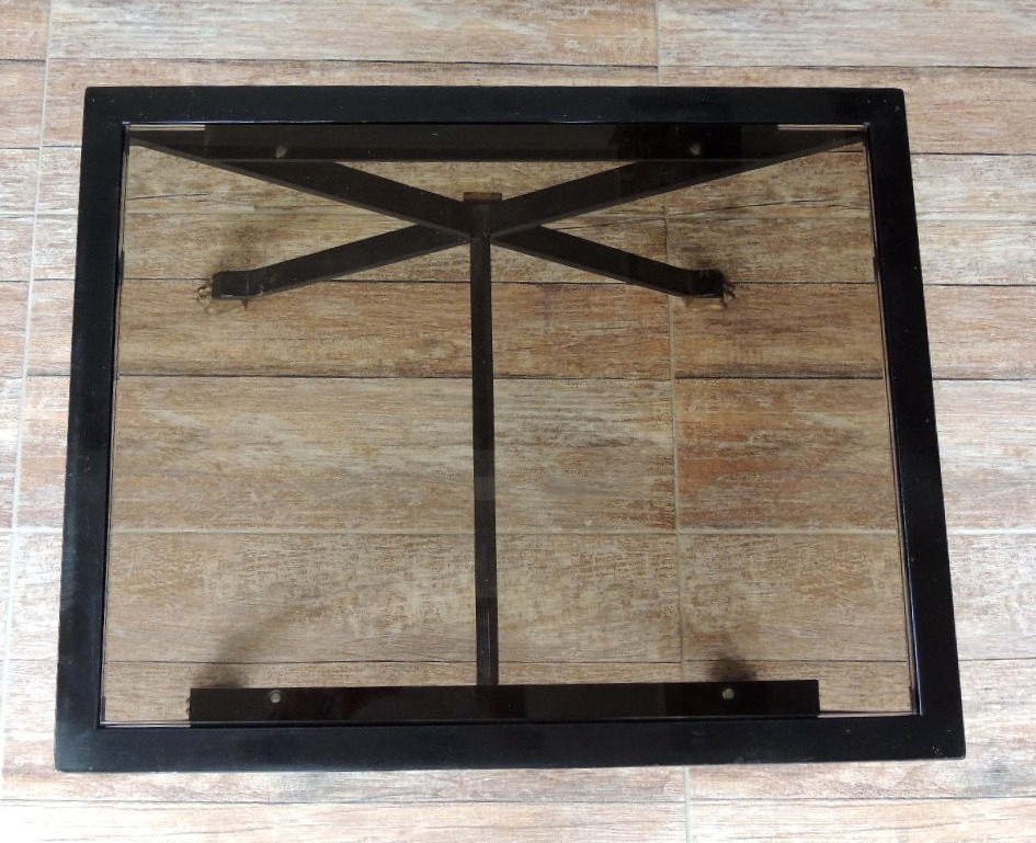 Black Lacquered Coffee Table, Bagues Brand End Table, Brown Glass Top, 20th-photo-1