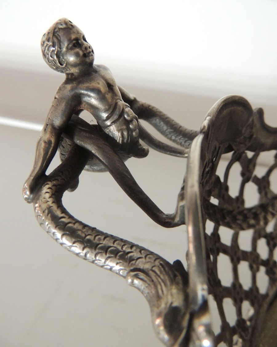 corbeille , panière en argent massif 1kg 090 ,de style Louis XVI , marquée BML 925 , fin 19 ème-photo-2