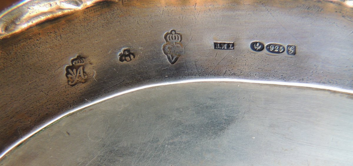corbeille , panière en argent massif 1kg 090 ,de style Louis XVI , marquée BML 925 , fin 19 ème-photo-4