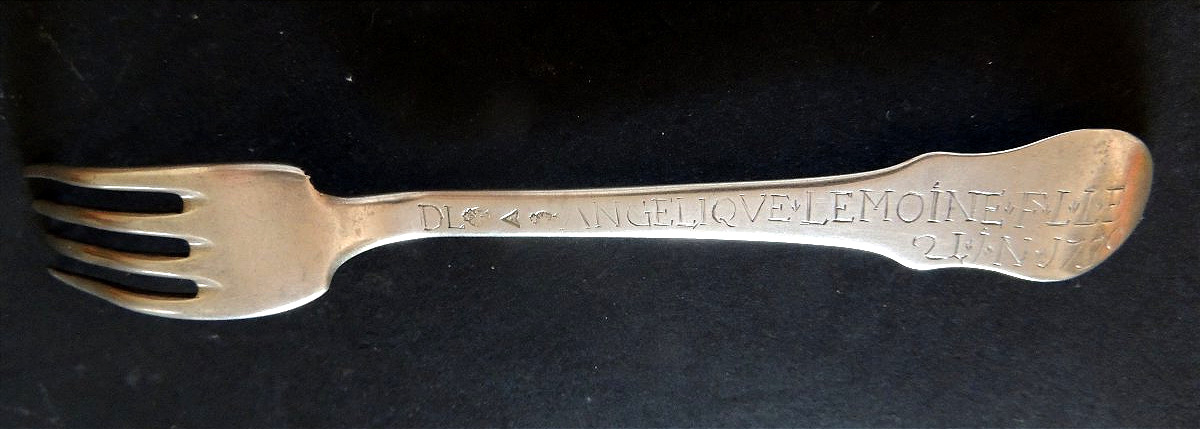 Solid Silver Spoon Marked "d L Angelique Lemoine June 21, 1730," Louis XV, 18th Century-photo-2