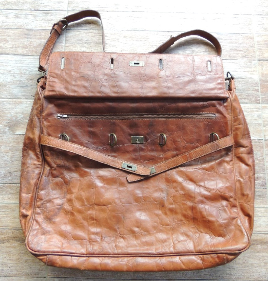 Leather Travel Bag For Suits, Beautifully Organized Interior, 20th Century-photo-5