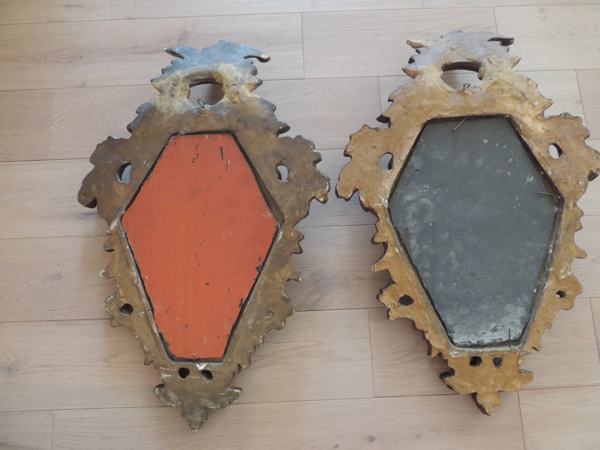 Antique Louis XV Rocaille Mirrors, Stuccoed Wood-photo-4