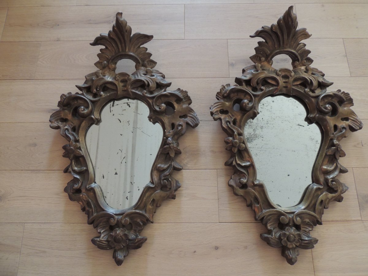 Miroirs, Glaces Anciennes style Louis XV Rocaille , Bois Stuqué.