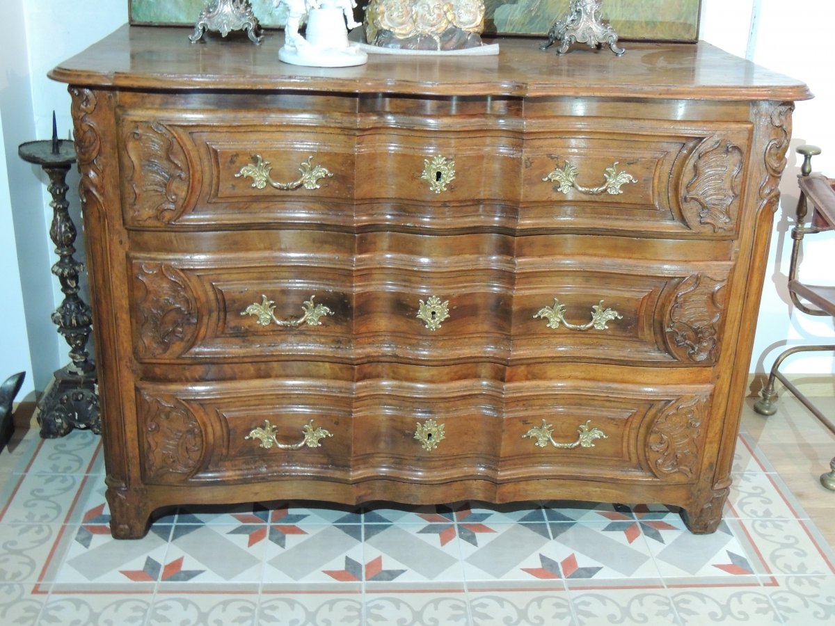 Commode Lyonnaise En Noyer 18 ème Siècle .-photo-2