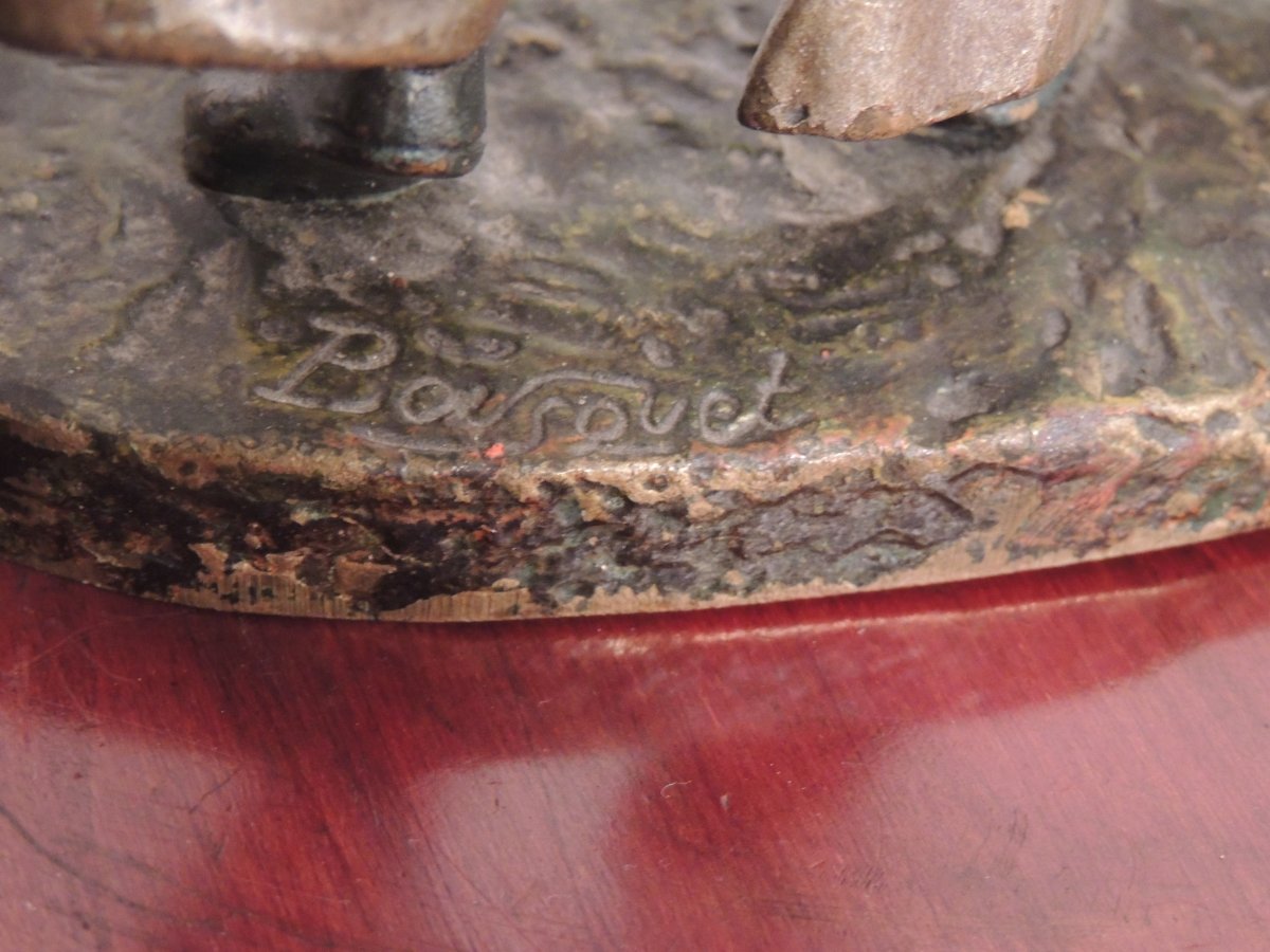 Bronze Sculpture Pierrot Au Chat By Robert Bousquet.-photo-3