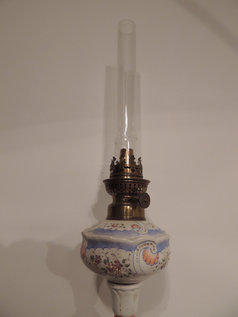 Lampe à Pétrole En Porcelaine Napoléon III .-photo-1