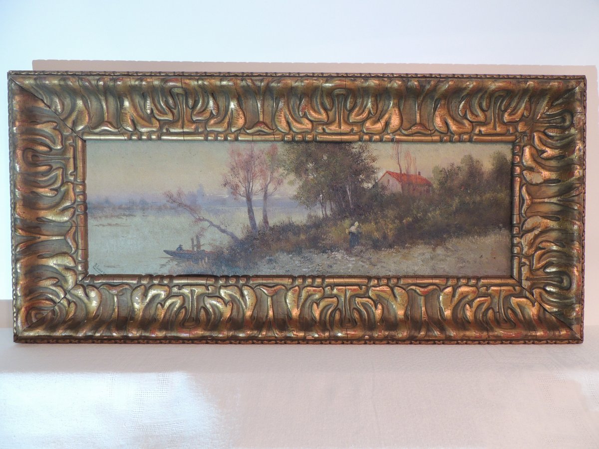 Old Paintings Signed Blasco Animated Tree Landscape 19th.-photo-1