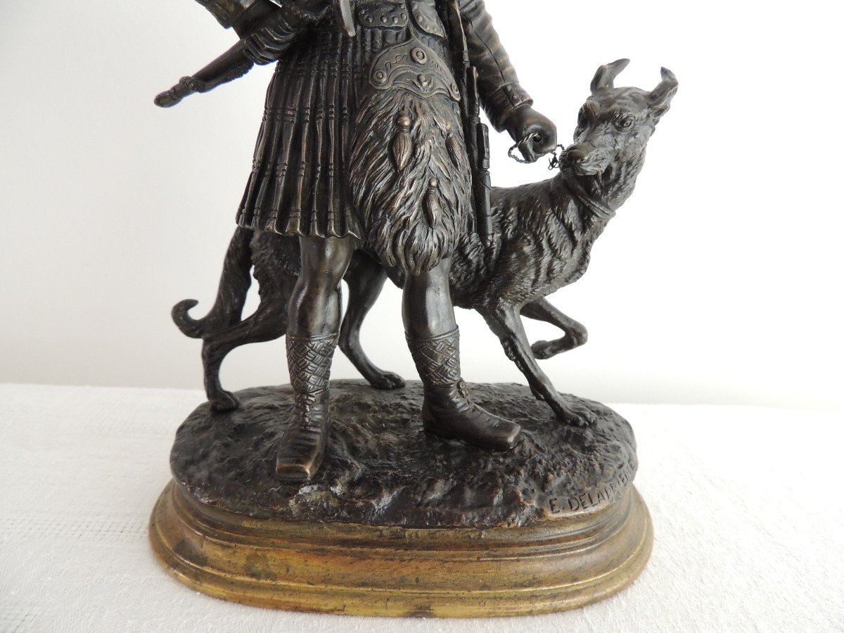 édouard Paul Delabrierre ( 1829-1912 ) écossais Avec Son Chien, Sculpture En Bronze-photo-5