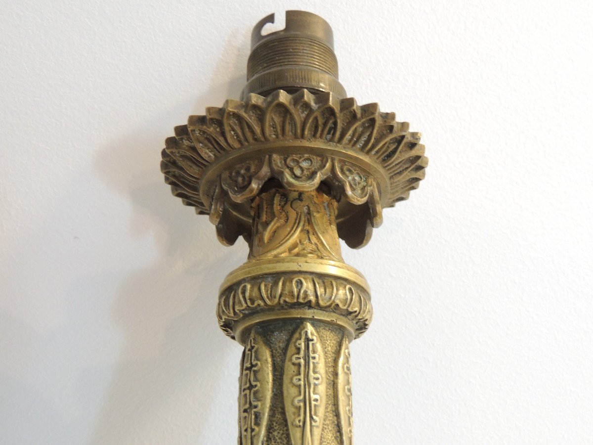 Candlestick, Candlestick, Gilt Bronze Torch From Viollet Le Duc, Neo Gothic, Napoleon III-photo-1