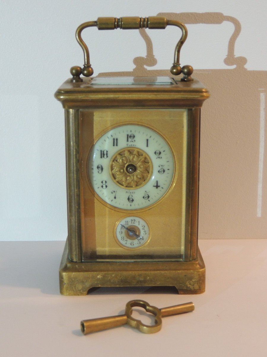 Clock, Officer's Alarm Clock, Travel Clock, Flory Clockmaker In Nîmes, 19th Century-photo-2