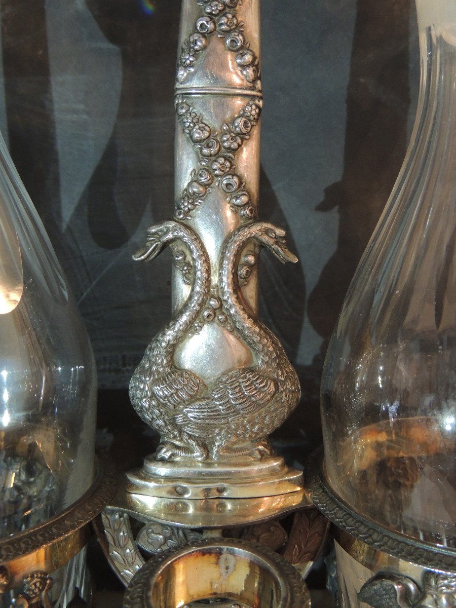 Vinegar Oil Cruet, Servant Of Tabble In Sterling Silver, Empire Period, By Jean Pierre Bibron-photo-2