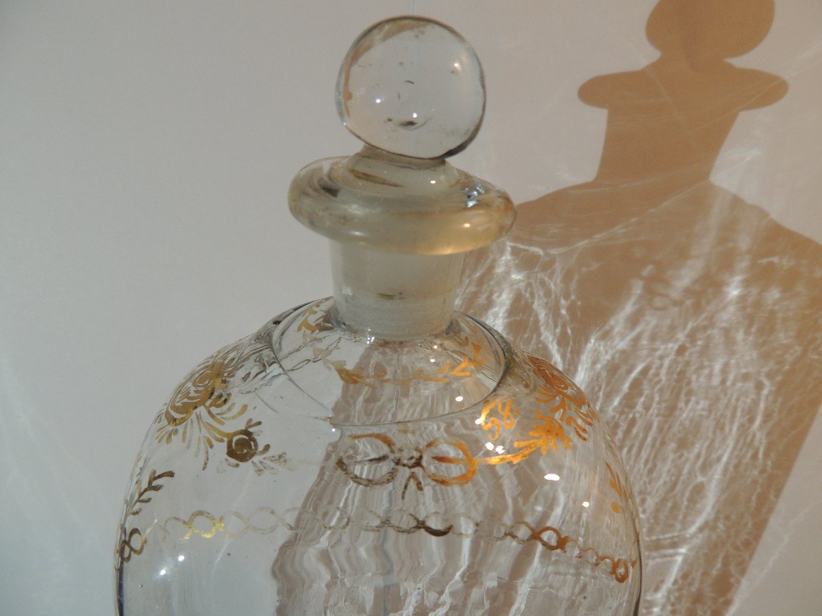 Flacon à Parfum , Bouteilles Pour Parfum En Verre Soufflé , Décor Louis XVI , 18 ème Siècle -photo-2