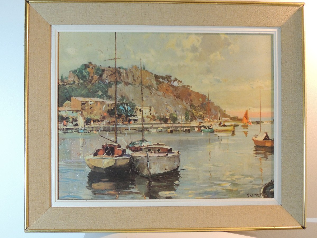 Marine Painting, Oil Painting On Canvas By Charles Neipperg, German Painter,-photo-2