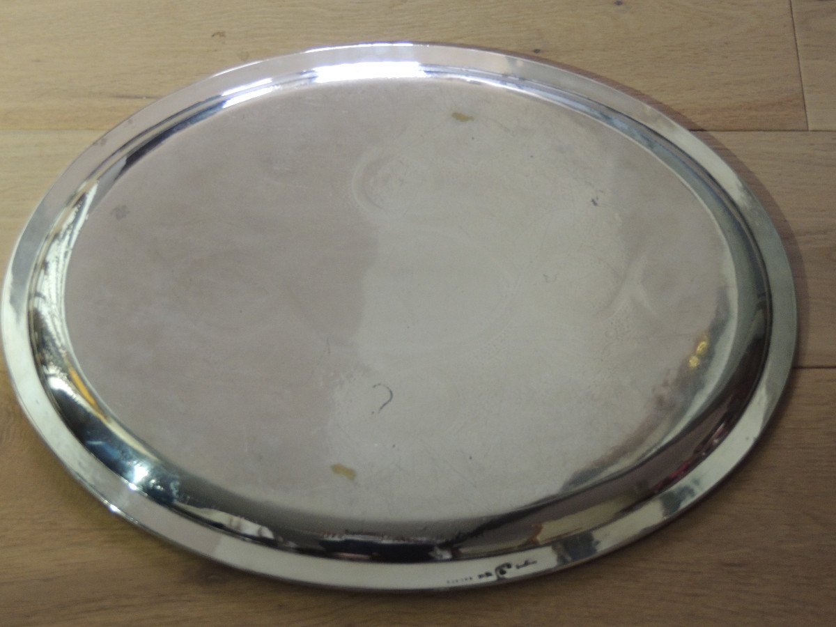 Christofle Large Chiseled Dish In Silver Metal, Early Twentieth-photo-1
