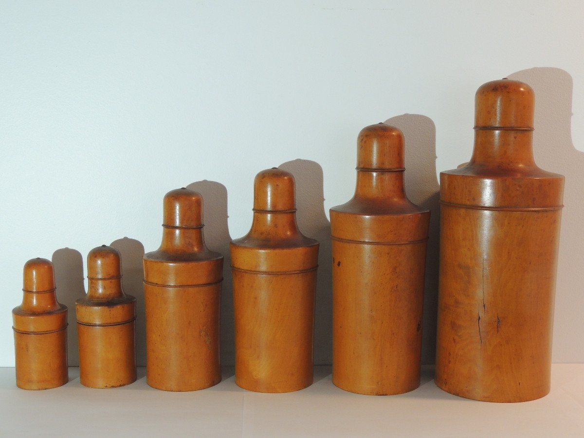 Apothecary, Blown Glass Flasks In Their Wooden Cases, Napoleon III, XIX-photo-2